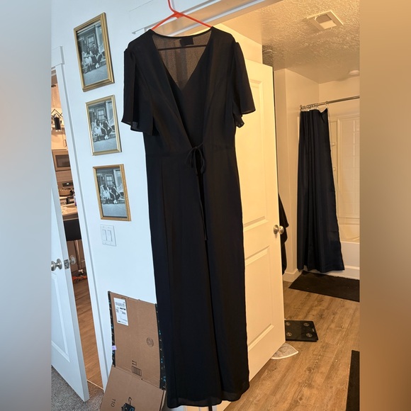 ASOS Design | Tall Short Sleeve Tea Culotte Black Jumpsuit - Picture 9 of 11